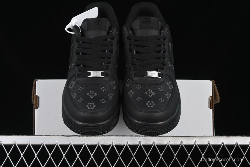 Nike Air Force 1 '07 Low LV Custom All Black Casual Sneakers - 315122-101