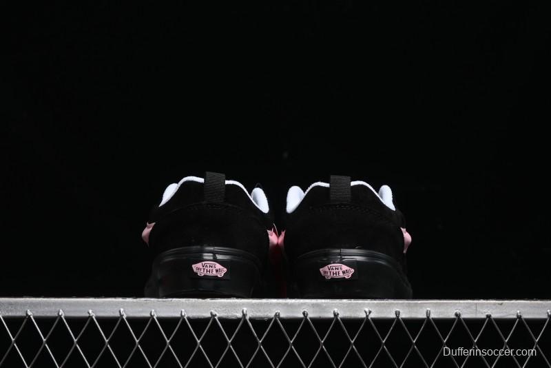 Vans Knu Skool Low Top Retro Sneakers in Black Pink with Big Logo - VN0009QC6BT1