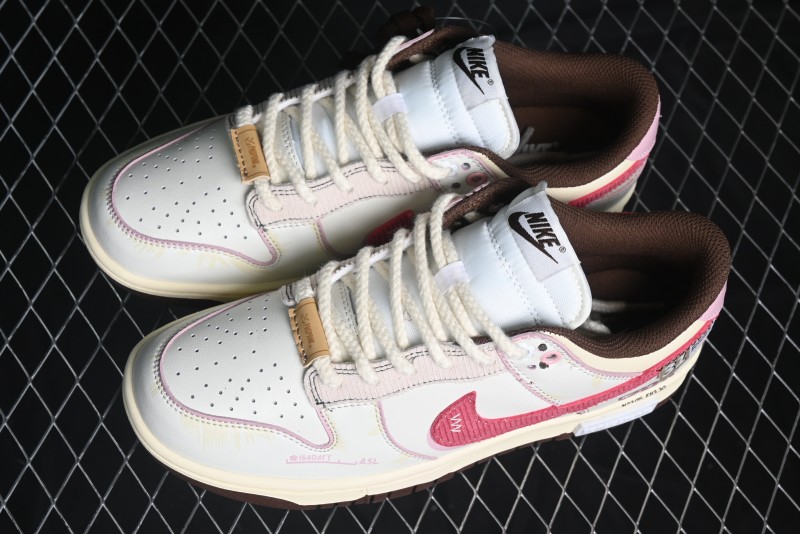 Nike Dunk Low Retro Casual Sneakers in Brown and Sail with Panda Mischief Skyline Theme - DD1503-124