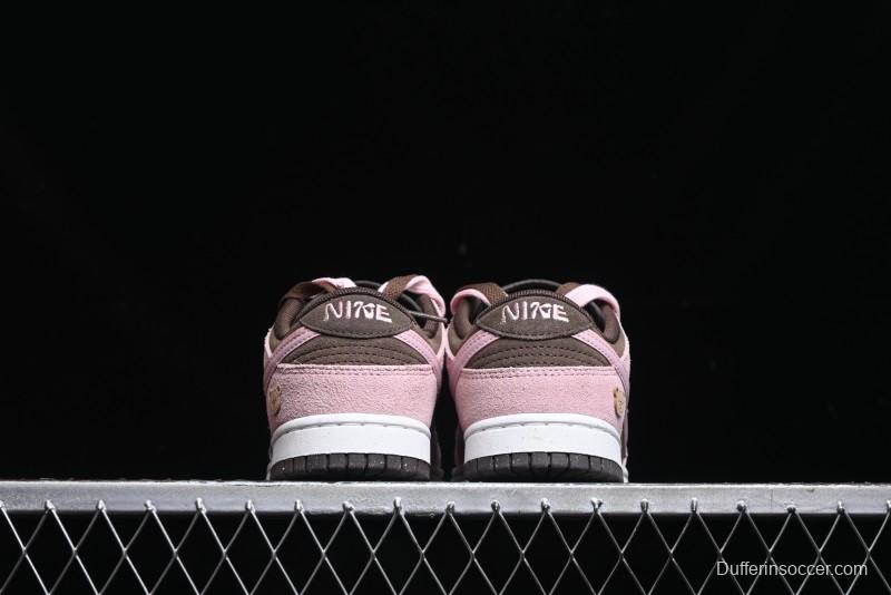 Nike Dunk Low 85 Double Swoosh Series Strawberry Chestnut SB Low Top Casual Skate Shoes - HV1799-161