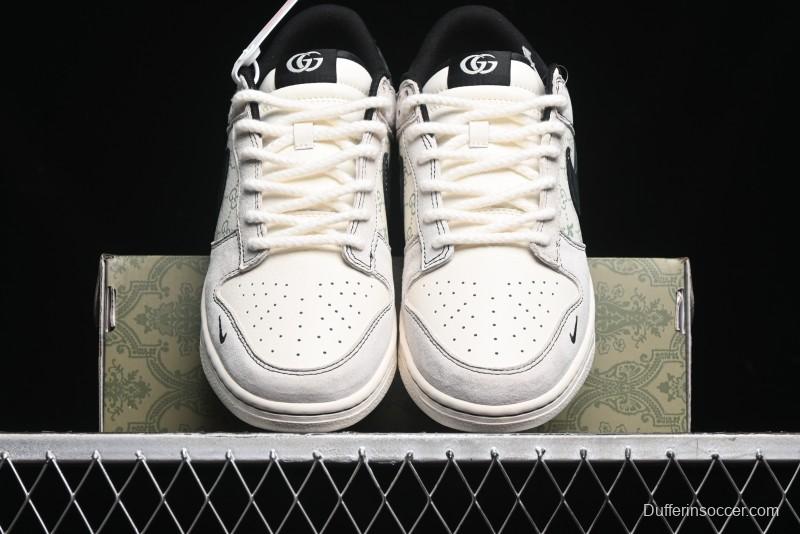Nike SB Dunk Low Gucci Collaboration - Bumblebee Series Grey Black Hook Anniversary High-End Custom Low-Top Casual Skate Shoes - MM1089-029