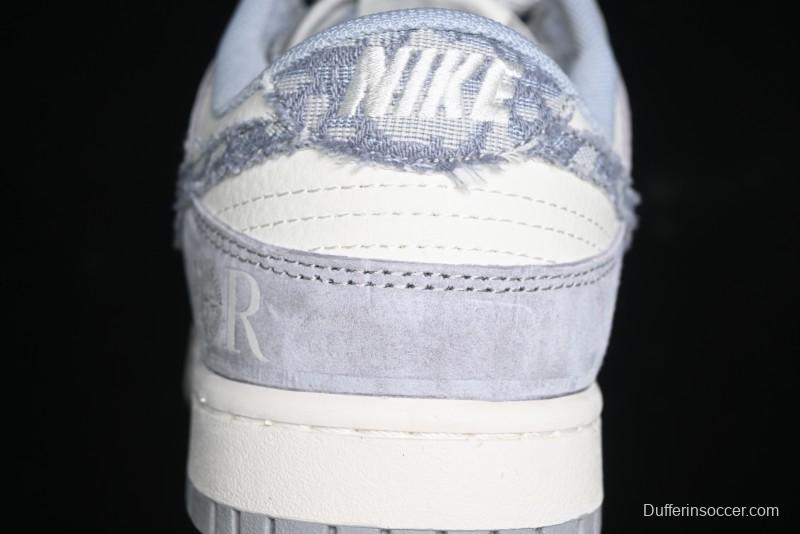 Nike SB Dunk Low Dior Stone Island Triple Collaboration Woven Grey Hook Anniversary High-End Custom Low-Top Casual Sneakers - DM6868-006