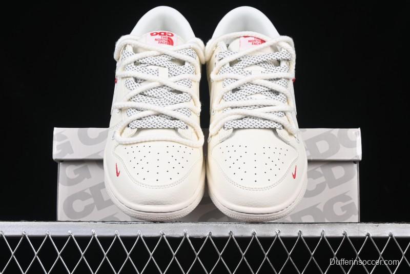 Nike SB Dunk Low x The North Face x Supreme Series - Strap Beige White Hook Anniversary High-End Custom Low-Top Casual Skate Shoes - YX5066-229