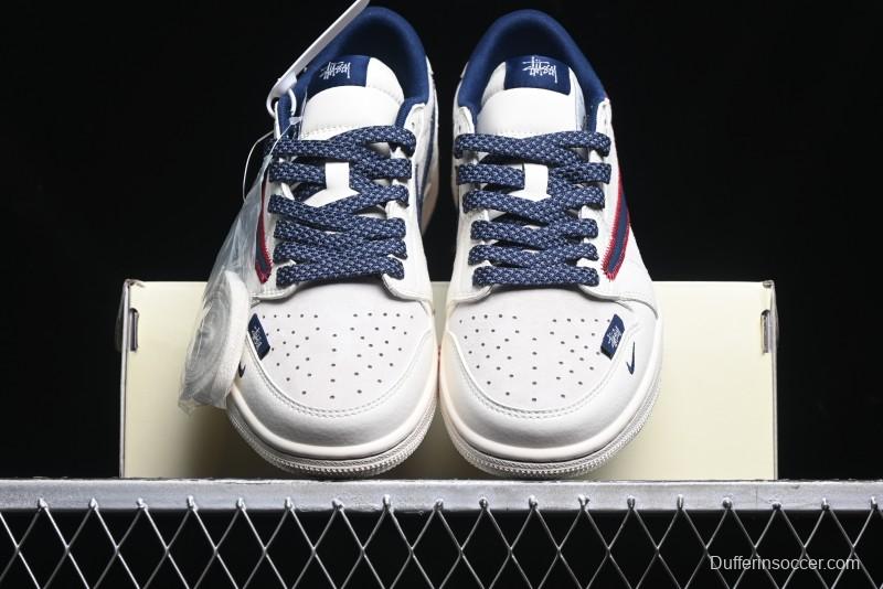 Nike Travis Scott x Fragment Design x Air Jordan 1 Low OG SP AJ1 Sneakers with Reverse Swoosh - SJ2068-134