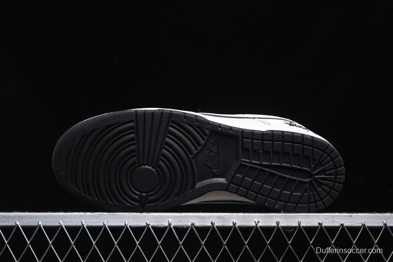Nike SB Dunk Low Stussy Collaboration - Beige Black Line High-End Custom Low-Top Casual Skate Shoes - BB7518-008