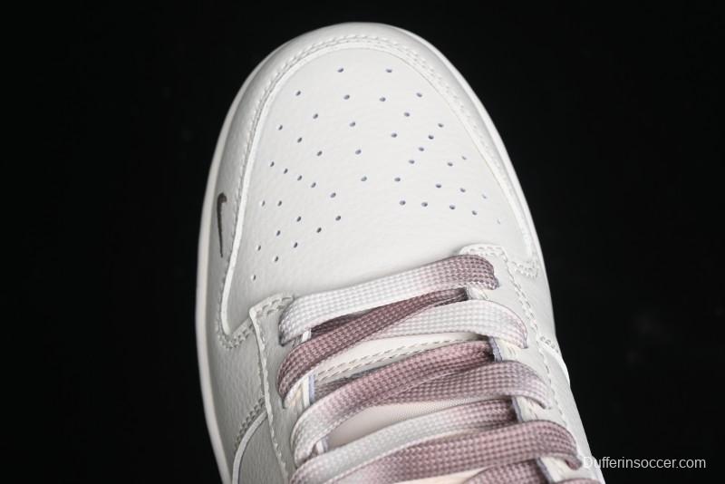 Nike SB Dunk Low Supreme Collaboration - White Brown Split Swoosh Anniversary High-End Custom Low-Top Casual Skate Shoes - BB8675-113