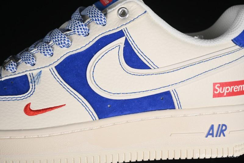 Nike Air Force 1 '07 Low Supreme Collaboration - Off White Navy Blue Low Top Casual Sneakers SJ6698-004