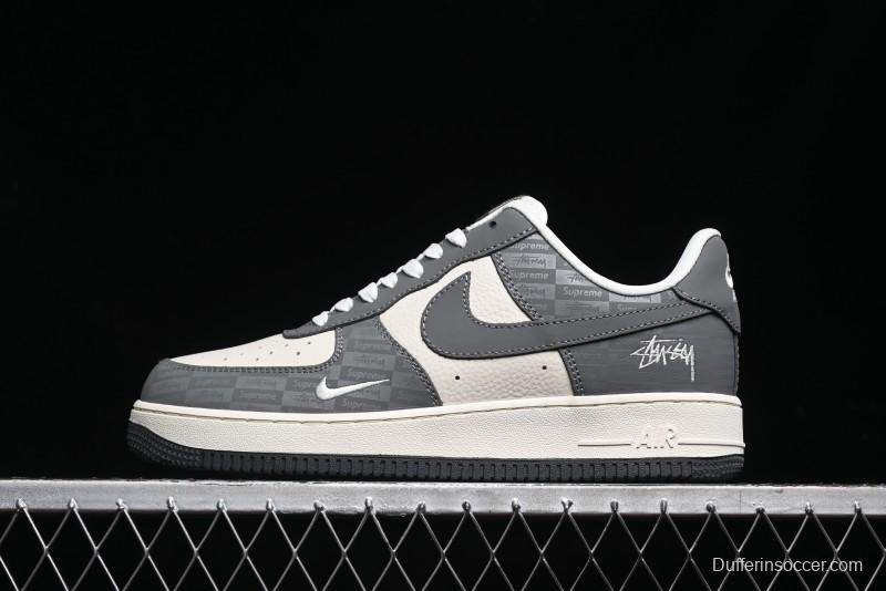 Nike Air Force 1 '07 Low Stussy Collaboration - Light Bone Shadow Low-Top Casual Sneakers - DF0180-008