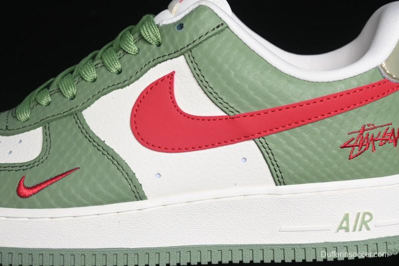 Nike Air Force 1 '07 Low Stussy Collaboration - Snake Green Low-Top Casual Sneakers - KK1988-028