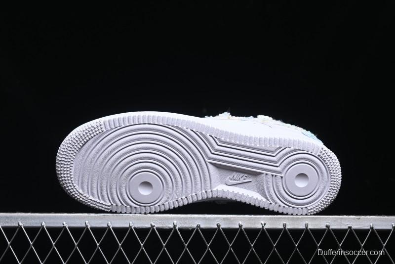 Nike Air Force 1 '07 Low Casual Sneakers with Valentines Day Theme and Blue Bow Detail - CH9999-223