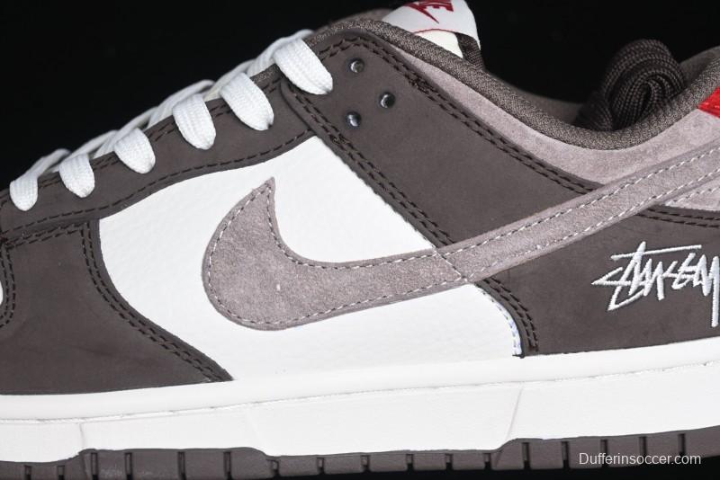 Nike SB Dunk Low Stussy Collaboration - Beige Brown Swoosh Anniversary High-End Custom Low-Top Casual Skate Shoes - SF1029-408