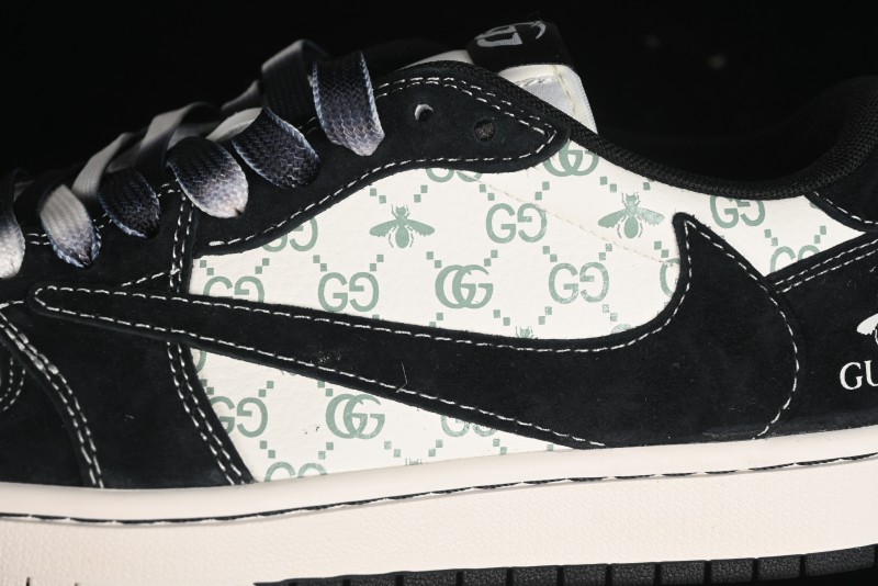 Nike Travis Scott x Fragment Design x Air Jordan 1 Low OG SP AJ1 Gucci Collaboration - Black Dragonfly Low-top Casual Sneakers - SJ2068-139