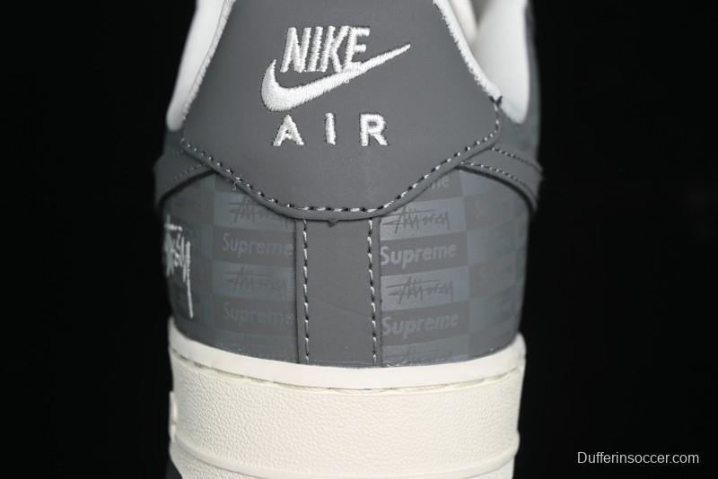 Nike Air Force 1 '07 Low Stussy Collaboration - Light Bone Shadow Low-Top Casual Sneakers - DF0180-008