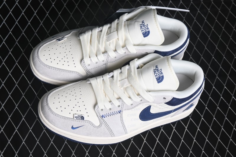 Nike Air Jordan 1 Low AJ1 The North Face Collaboration - Custom High-End Retro Basketball Shoes with Blue Swoosh - DM9188-010
