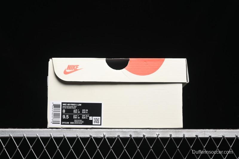 Nike Air Force 1 '07 Low Stussy Collaboration - Light Bone Shadow Low-Top Casual Sneakers - DF0180-008