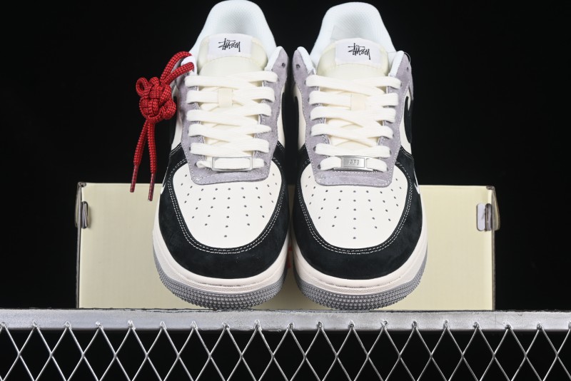 Nike Air Force 1 '07 Low Stussy Collaboration Black Grey Patchwork Low-Top Casual Sneakers - XZ6188-363