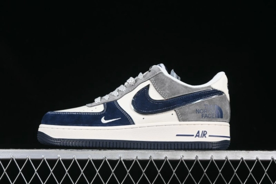 Nike Air Force 1 '07 Low The North Face Collaboration Beige Grey Navy Swoosh Casual Sneakers - XZ6188-975