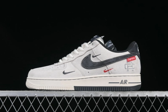 Nike Air Force 1 '07 Low Champion Collaboration Dual-Tone Grey Swoosh Triple Mini Swoosh Low-Top Casual Sneakers - SJ6698-022