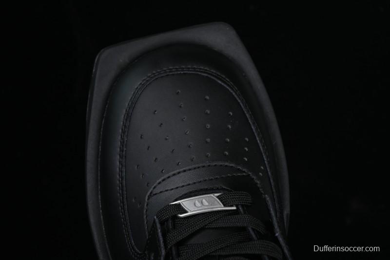 Choco Concert Leather Round Square Asymmetric Fashion Sneakers Black - AJE5