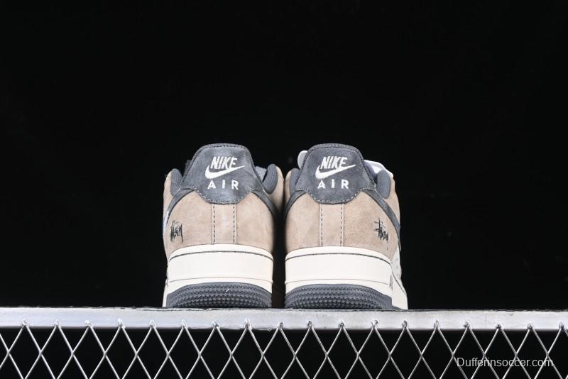 Nike Air Force 1 '07 Low Stussy Collaboration - Lambskin Brown Low-Top Casual Sneakers - XZ6188-888