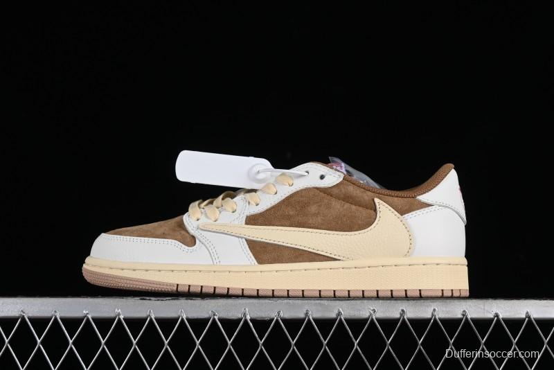 Nike Travis Scott x Air Jordan 1 Low OG AJ1 Reverse Swoosh Sneakers - DM7866-106