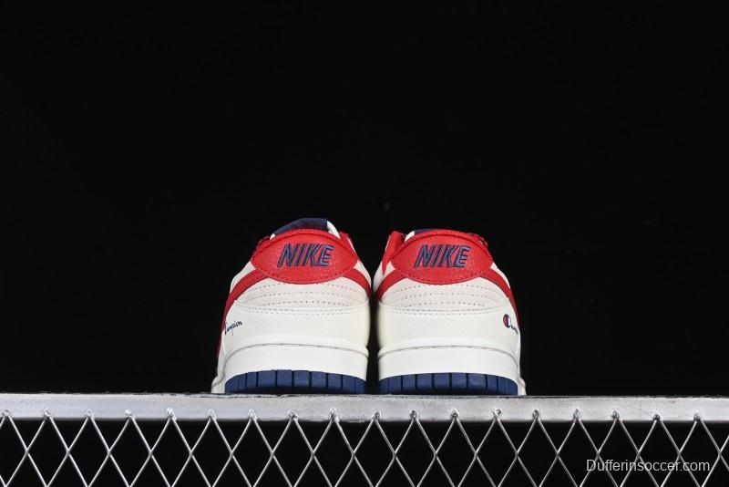 Nike SB Dunk Low Edison Chen Collaboration Blue Red Swoosh Anniversary Custom Low-Top Casual Skate Shoes - DJ2024-099