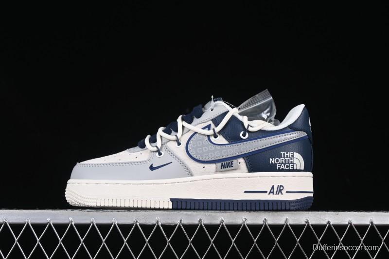 Nike Air Force 1 '07 Low The North Face Collaboration Grey Blue Lace-Up Low-Top Casual Sneakers - DM6688-024