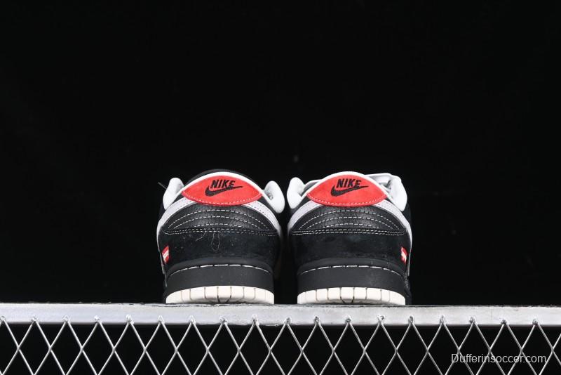Nike SB Dunk Low Supreme Collaboration Black Grey Swoosh Anniversary Custom Low-Top Casual Skate Shoes - XS1086-011