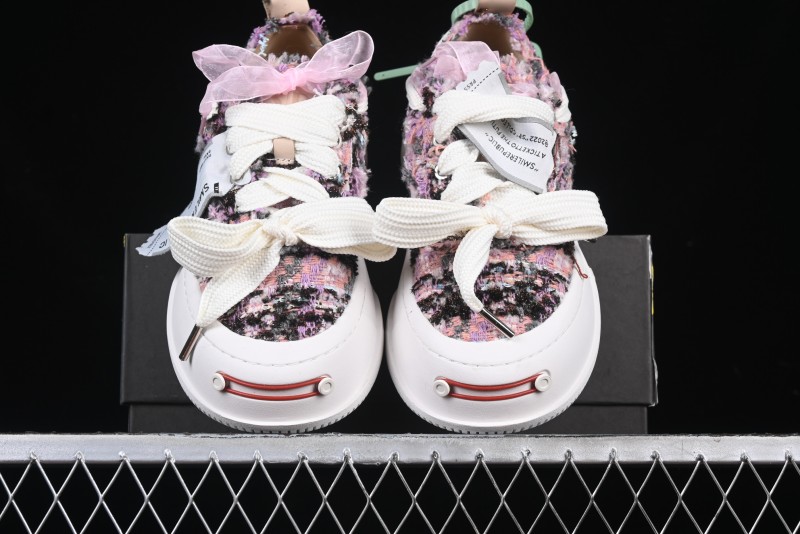 SMILEREPUBLIC SMILE Canvas Sneakers with Cut Wool Fringe and Unique Weaving - G.D4