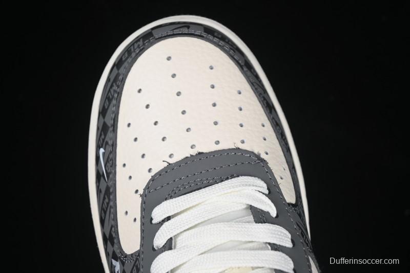 Nike Air Force 1 '07 Low MLB Collaboration Dark Checkered Beige Low-Top Casual Sneakers - DF0188-038