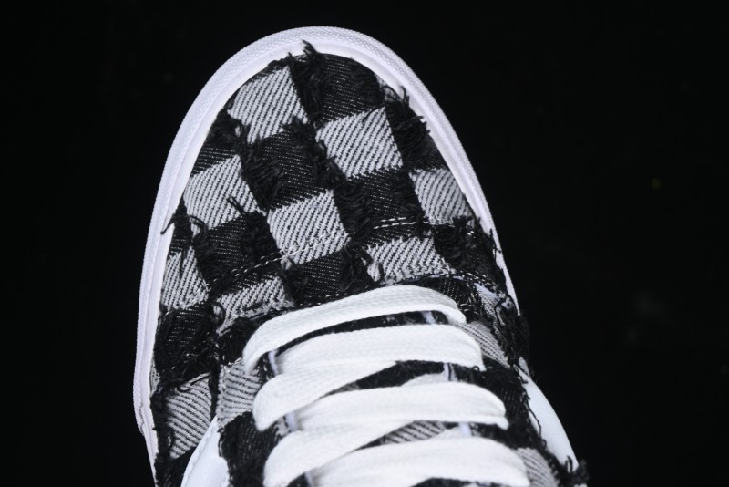 Vans Knu Skool Checkerboard Washed Denim Low-Top Casual Skate Shoes - VN000CS0239