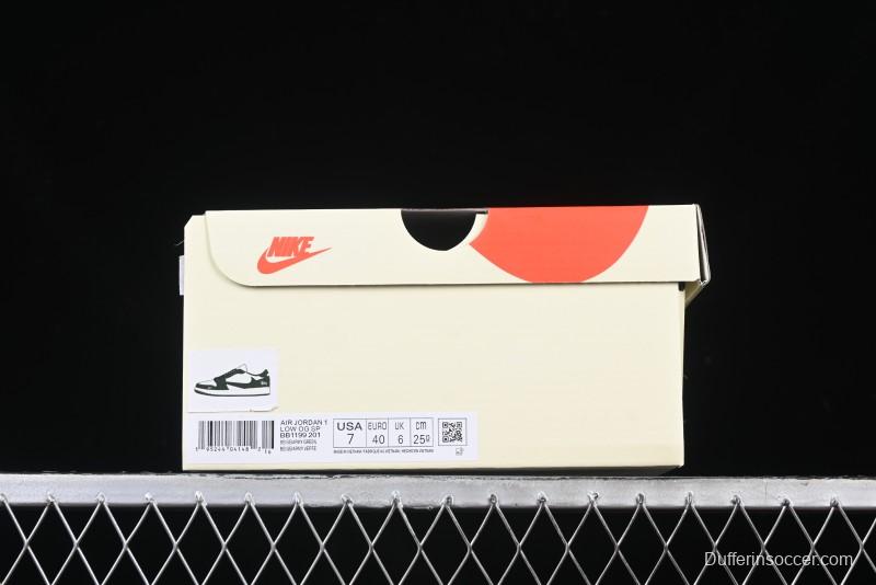 Nike Travis Scott x Fragment Design x Air Jordan 1 Low OG SP AJ1 Stussy Collaboration Bamboo Green Low-Top Casual Sneakers - BB1199-201