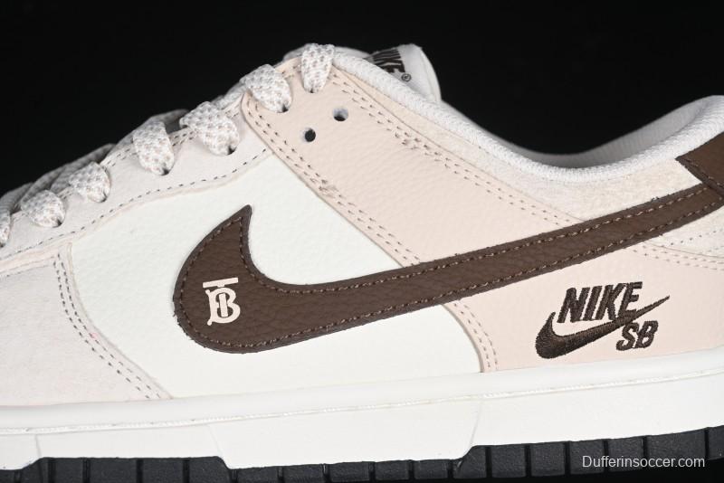 Nike SB Dunk Low Burberry Collaboration Patch Brown Swoosh Anniversary Custom Low-Top Casual Skate Shoes - DJ2024-088