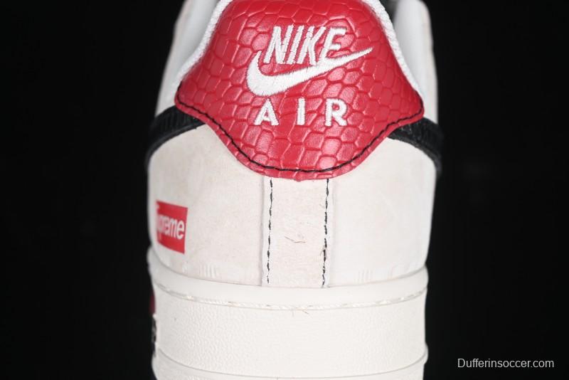 Nike Air Force 1 '07 Low Supreme Snake Year Limited Edition Black Snake Swoosh Low-Top Casual Sneakers - HH7518-033