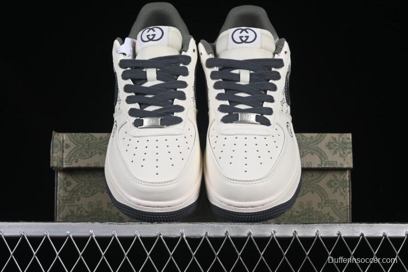 Nike Air Force 1 '07 Low Gucci Collaboration Beige Grey Pattern Low-Top Casual Sneakers - XZ6188-723