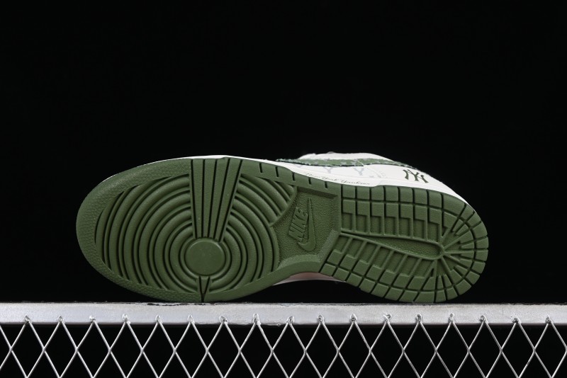 Nike SB Dunk Low MLB Collaboration - Green Denim Anniversary Custom Low-Top Casual Skate Shoes - DQ1098-345