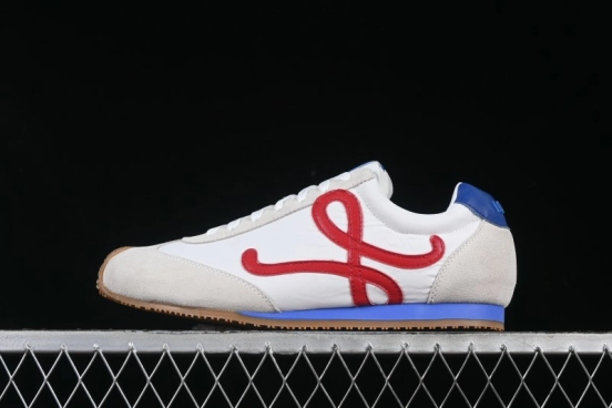 Loewe Ballet Runner 2.0 Sneakers Retro Style Low-Profile Casual Sports Shoes with Asymmetric Toe Design - White Blub