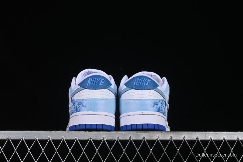 Nike Dunk Low Blue and White Porcelain Theme Casual Sneakers - DV0831-104