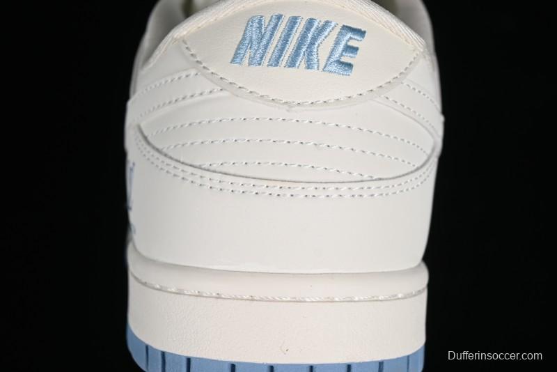 Nike SB Dunk Low LV Collaboration - Double Swoosh Beige Blue Anniversary High-End Custom Low-Top Casual Skate Shoes - XX2025-308