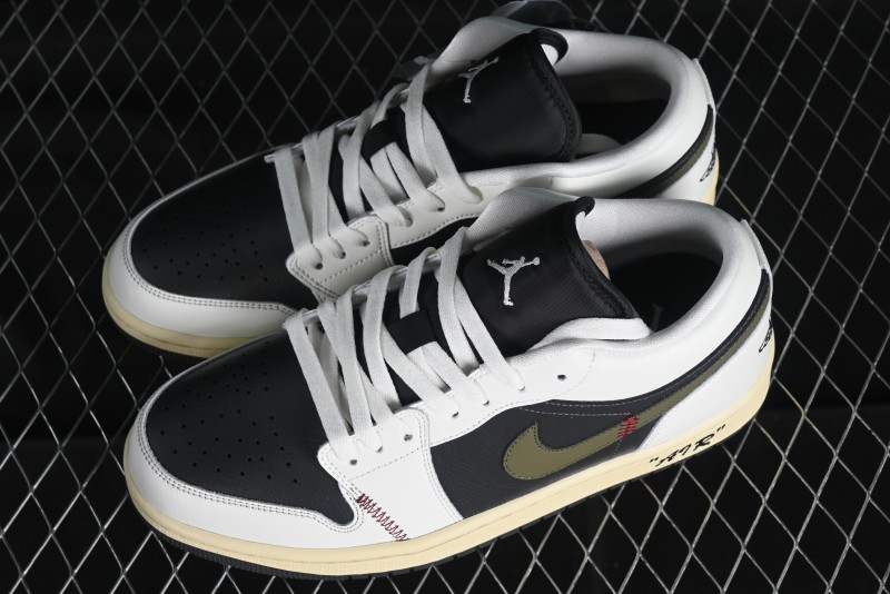 Nike Air Jordan 1 Low AJ1 Custom Black Green Low-Top Culture Casual Sneakers - DC0774-001