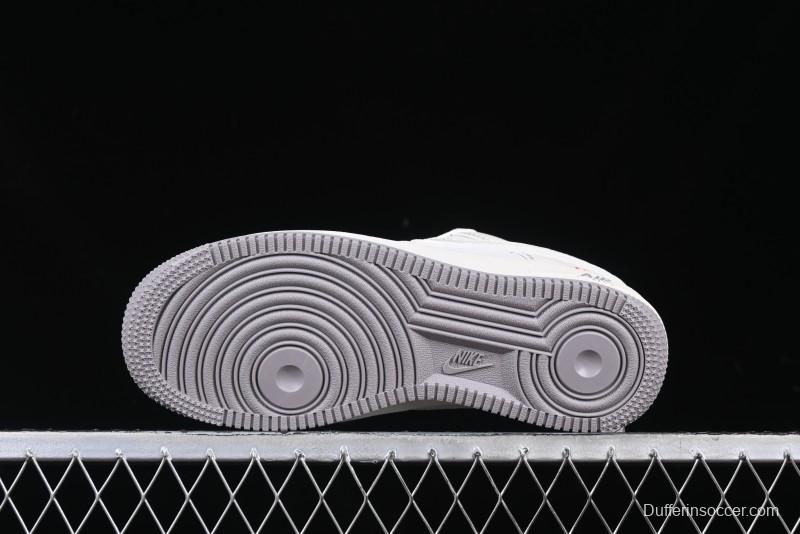 Nike Air Force 1 '07 Low Supreme Collaboration Beige Grey with Red Swoosh Casual Sneakers - BB7518-011