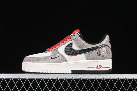 Nike Air Force 1 '07 Low Year of the Snake Limited Edition Grey Black Snake Scale Low-Top Casual Sneakers - DM6688-009