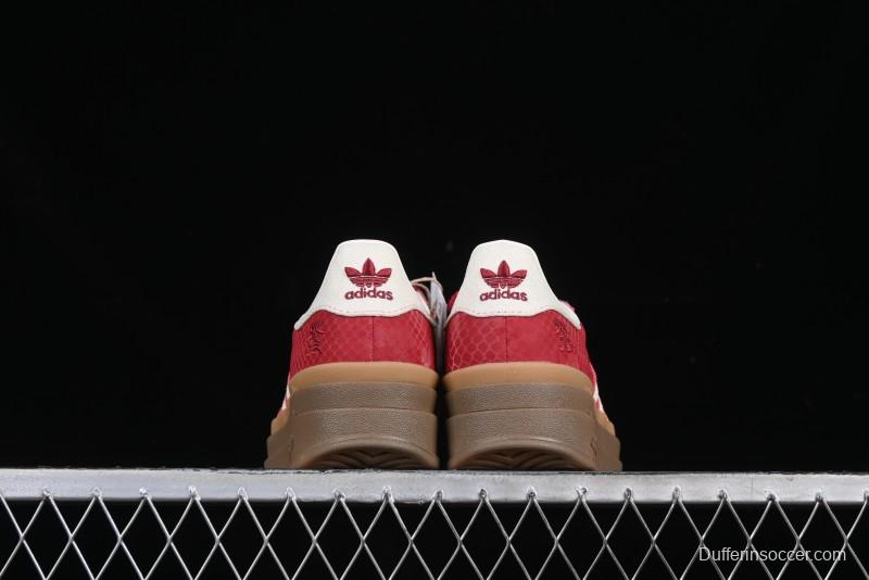 Adidas Originals Gazelle Bold JQ5977 Snake Year Limited Edition Low-Top Sneakers with Anti-Slip and Wear-Resistant Thick Sole