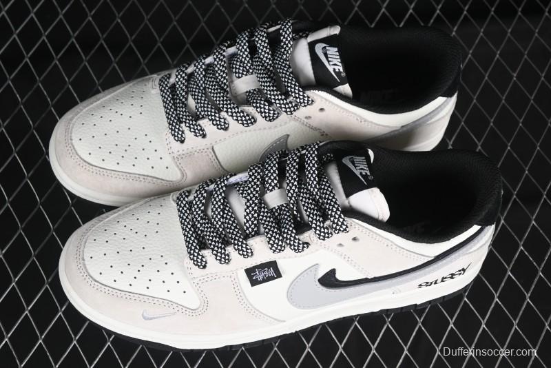 Nike SB Dunk Low Stussy Collaboration Grey Pig Suede Anniversary Custom Low-Top Casual Skate Shoes - DJ2024-061