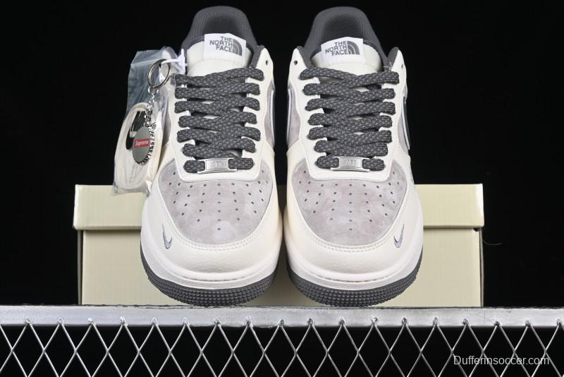 Nike Air Force 1 '07 Low Supreme Collaboration Custom Casual Sneakers with Grey Swoosh - DM6688-056