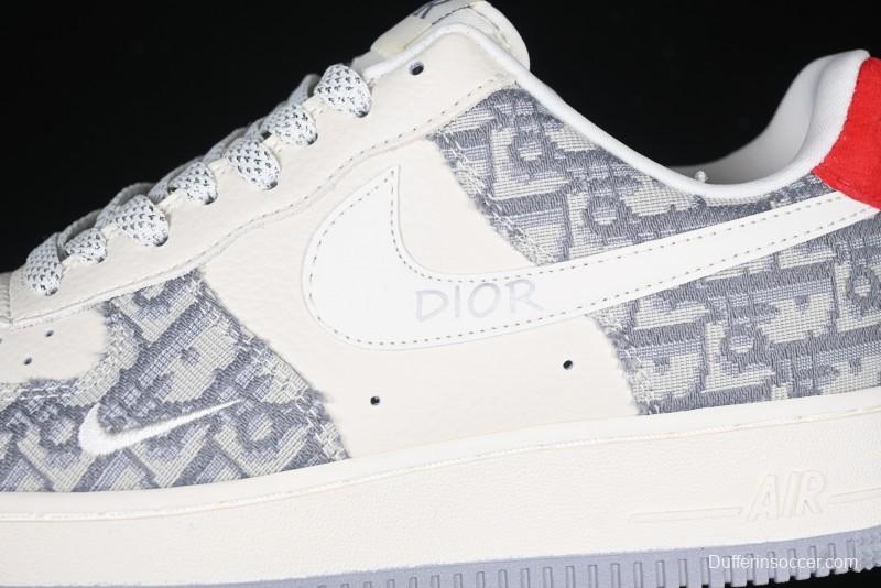 Nike Air Force 1 '07 Low Dior Collaboration - Grey Pattern Low-Top Casual Sneakers - DF0188-021
