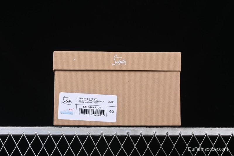 Christian Louboutin Funnyto Flat Comfortable Fashion Low-Top Sneakers with Raw Ice Blue Sole - X.D4