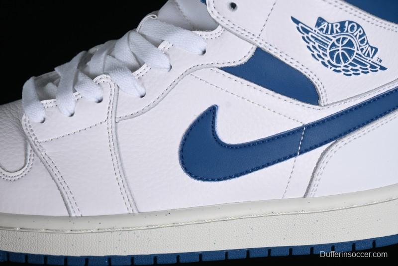 Nike Air Jordan 1 Mid Industrial Blue Basketball Shoes with Air Cushion - FN5215-141