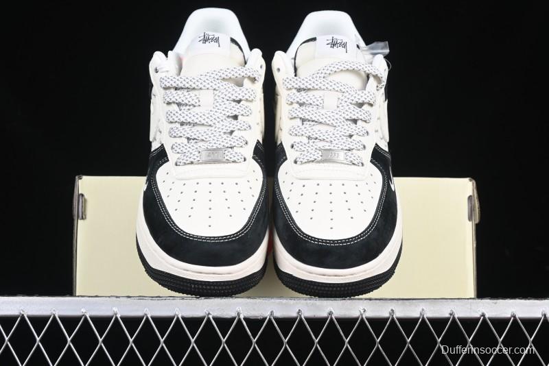 Nike Air Force 1 '07 Low Stussy Collaboration - Black White Casual Sneakers - XZ6188-671