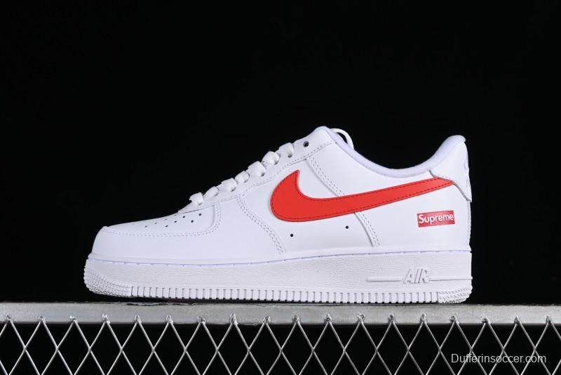 Nike Supreme x Air Force 1 '07 Low White Red Collaboration Casual Sneakers - CU9225-101